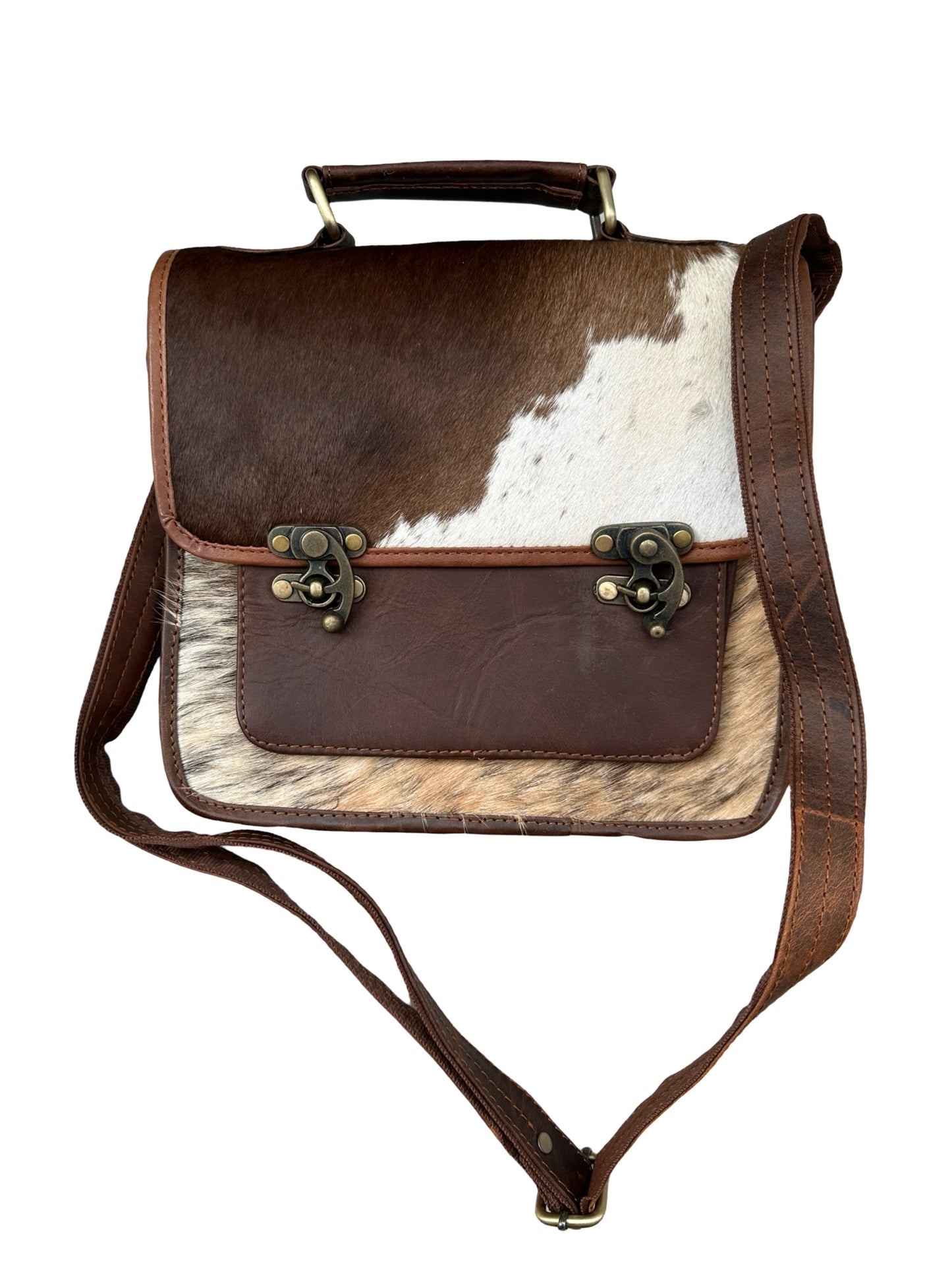 Leer Tas- Koe print